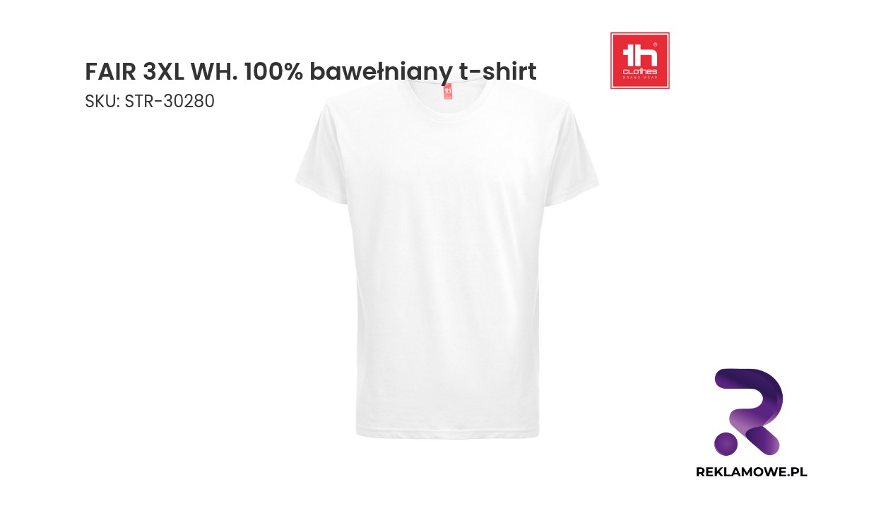 FAIR biały t-shirt w rozmiarze 3XL, wykonany ze 100% bawełny