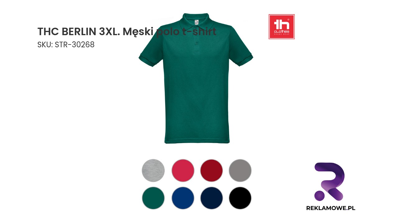 THC BERLIN 3XL. Męski polo t-shirt Męski polo t-shirt THC BERLIN rozmiar 3XL