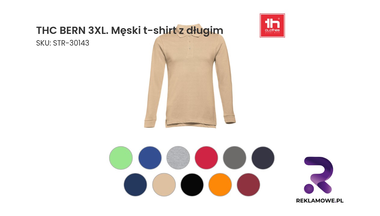 THC BERN 3XL. Męski t-shirt z długim rękawem Męski t-shirt z długim rękawem THC BERN rozmiar 3XL