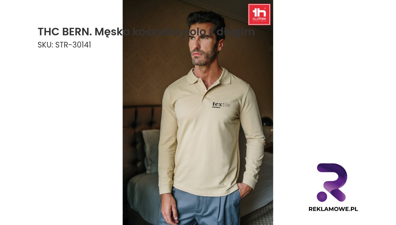 THC BERN męska koszulka polo z długim rękawem