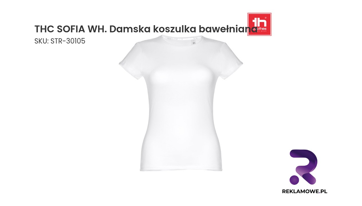 Biała damksa koszulka bawełniana THC SOFIA