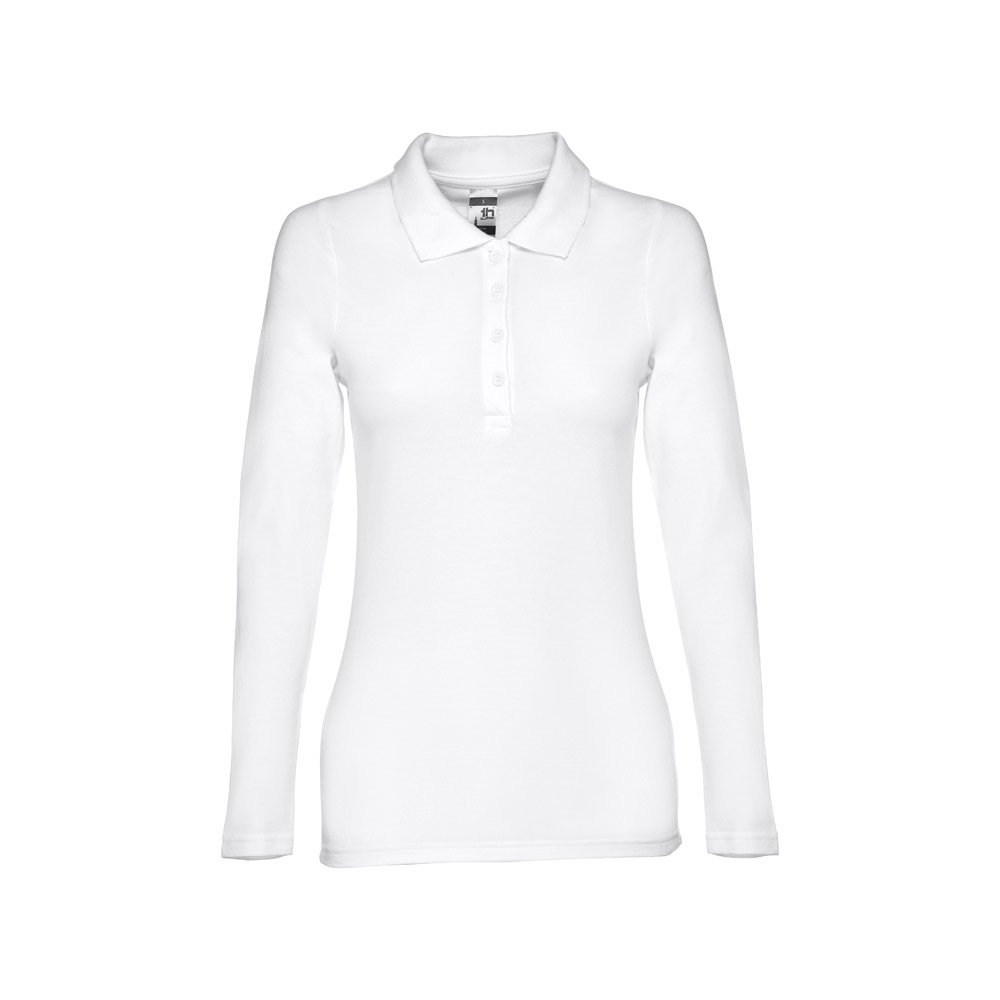 THC BERN WOMEN WH. Damska koszulka polo z długim rękawem z bawełny zgrzebnej 30144_set