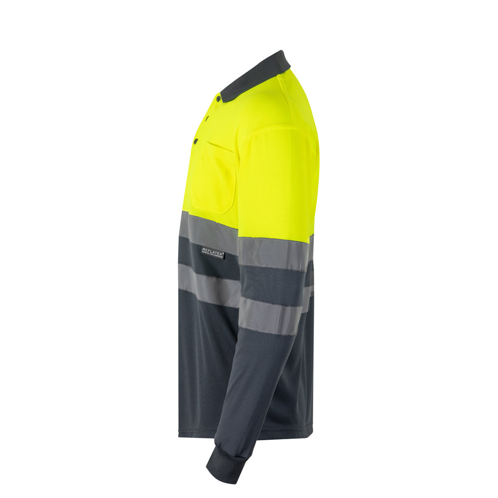 Koszulka reklamowa vl vulcan. dwukolorowa koszulka polo w ptasie oczy (160 g/m²) z długimi rękawami, z poliestru (100%) 36067_207-c VL VULCAN. Dwukolorowa koszulka polo w ptasie oczy (160 g/m²) z długimi rękawami, z poliestru (100%) 36067_207-c