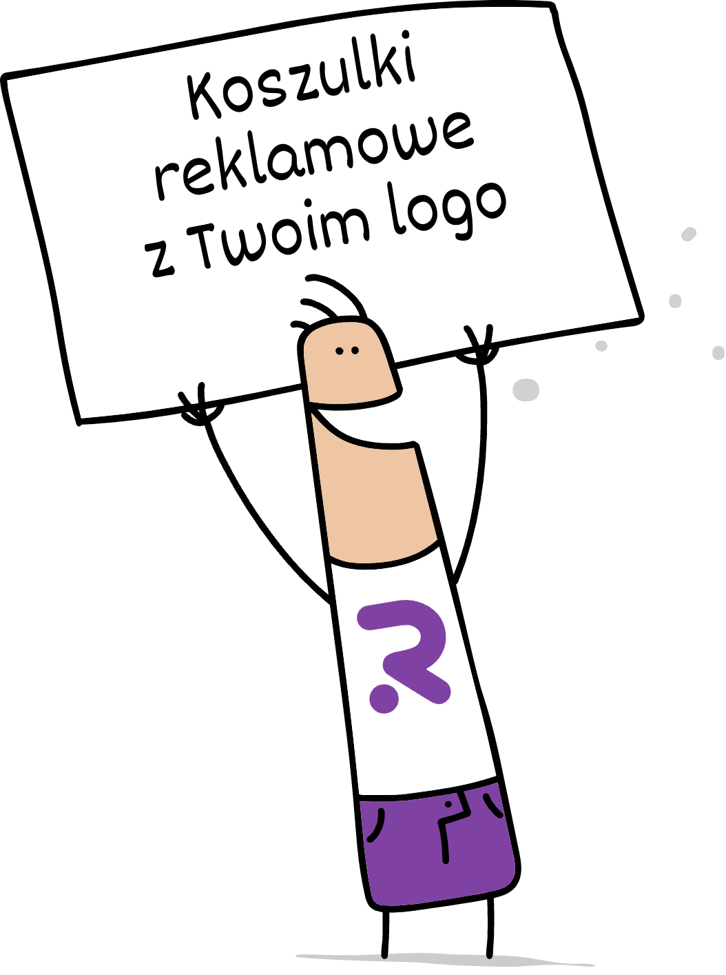 Buddy trzymający napis koszulki reklamowe z Twoim logo