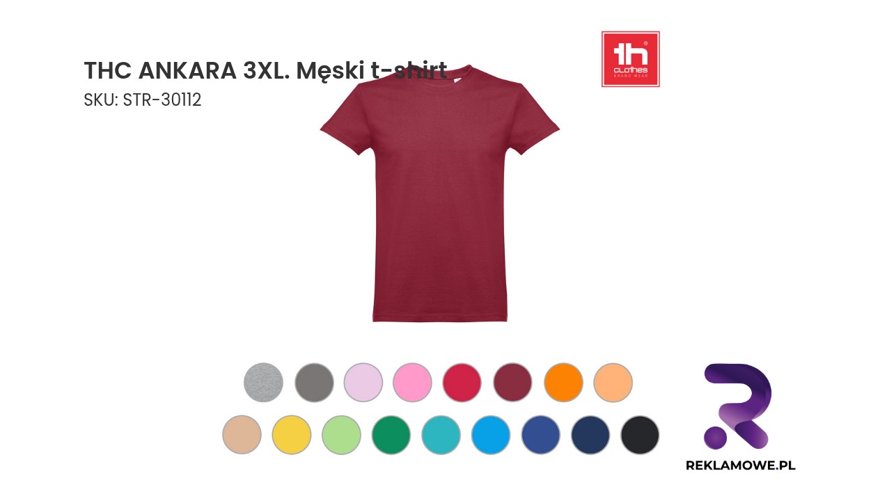 THC ANKARA 3XL męski t-shirt – wygodna koszulka męska w rozmiarze 3XL