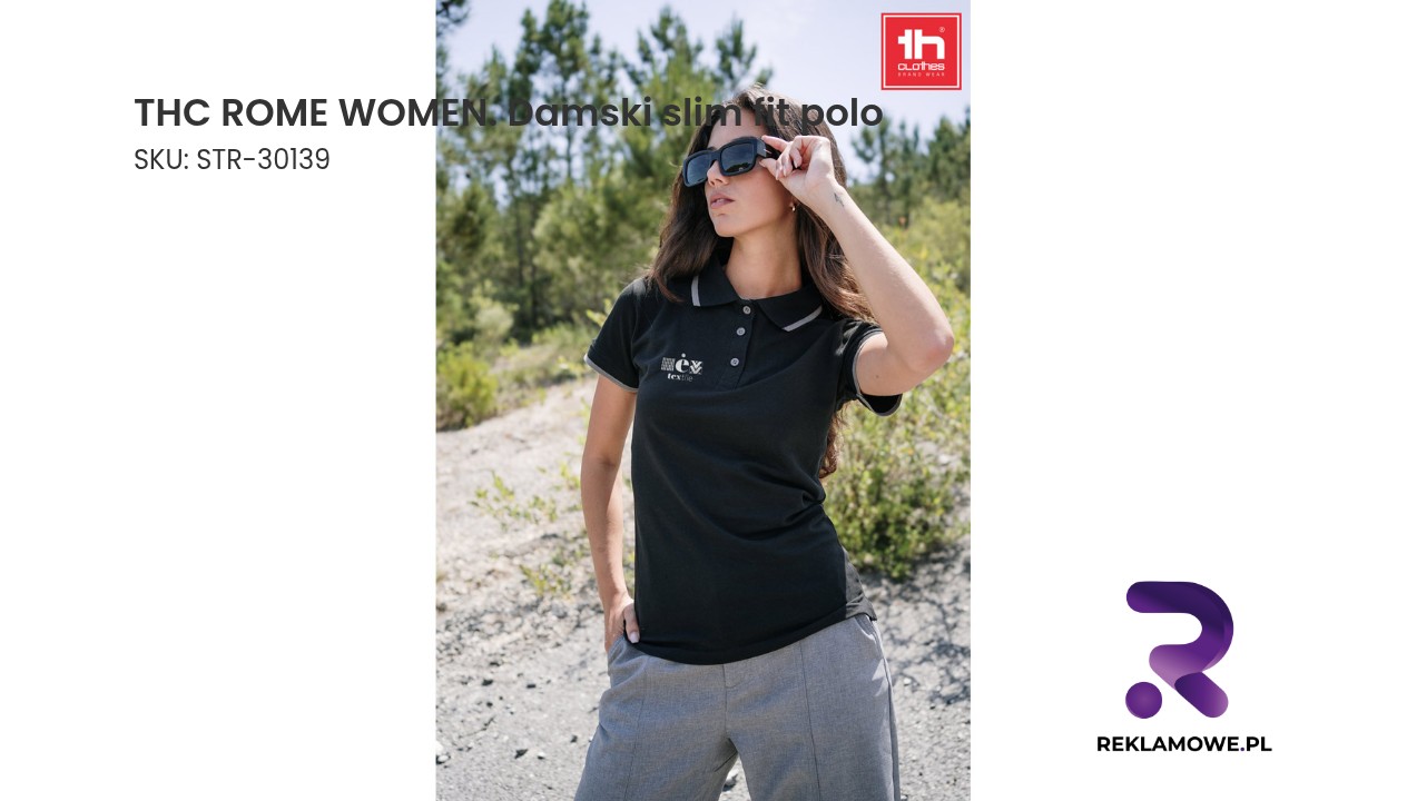 THC ROME WOMEN damski slim fit polo – koszulka polo damska
